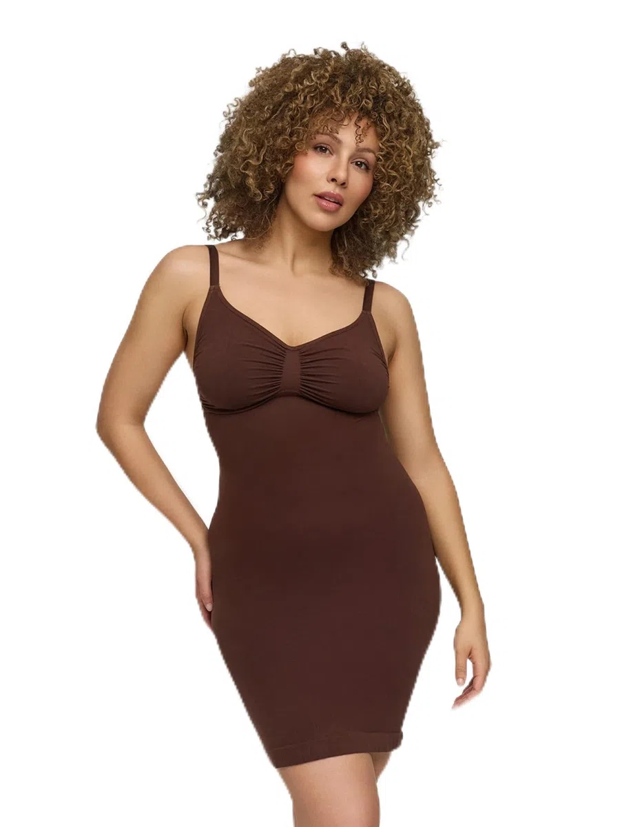 Shaping Cami Dress Damen – Figurformendes Shapewear Kleid mit Bauchkontrolle – Nahtlos & unsichtbar unter Kleidung – Glättende Silhouette mit verstellbaren Trägern