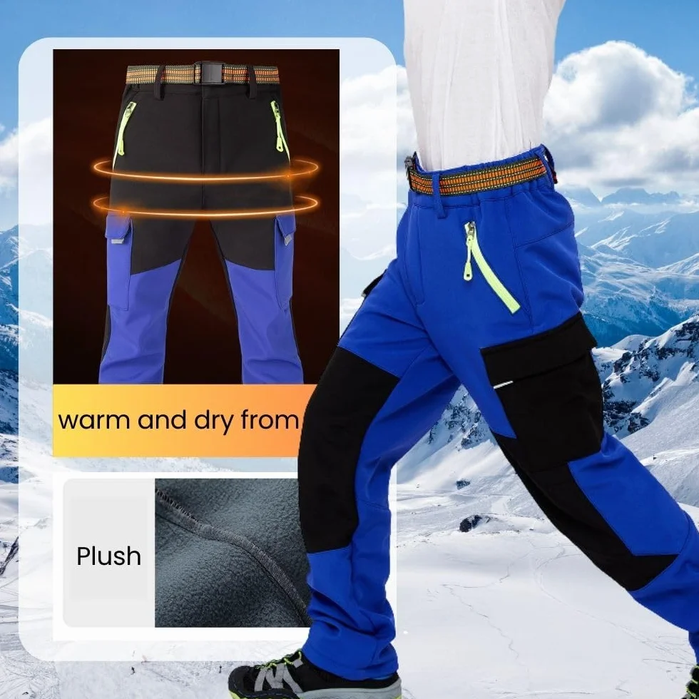 wasserdichte Thermohose für Jungen und Mädchen, Schneehose, Winter Outdoor Hose, Gefütterte Cargohose, Kinder Softshell Skihose