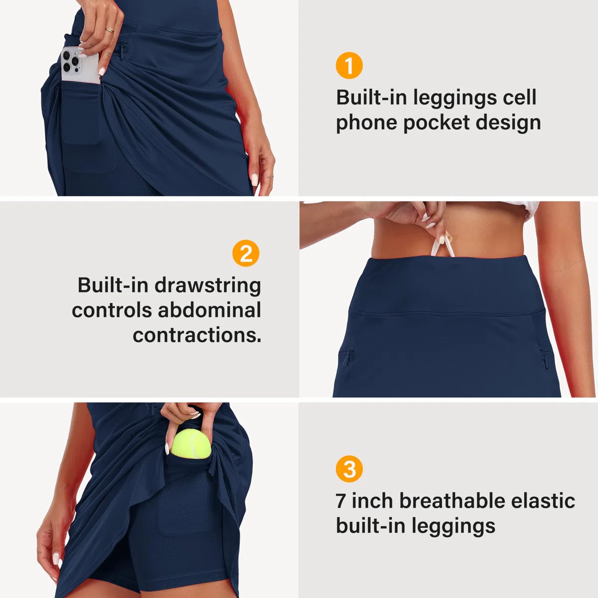 MoFiz Golfrock Damen Sportrock mit Shorts Tenniskleid Skort Knielang für Sommer