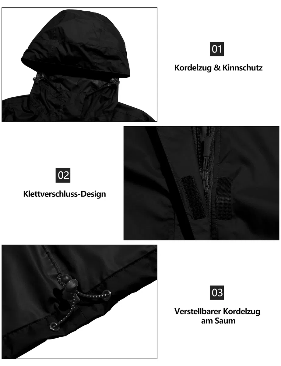 Little Donkey Andy Damen Wasserdichte Faltbar Regenjacke Leichte atmungsaktivem Regenjacke Windbreaker Übergangsjacke Fahrradjacke für Frauen Fahrrad Sport Outdoorjacke