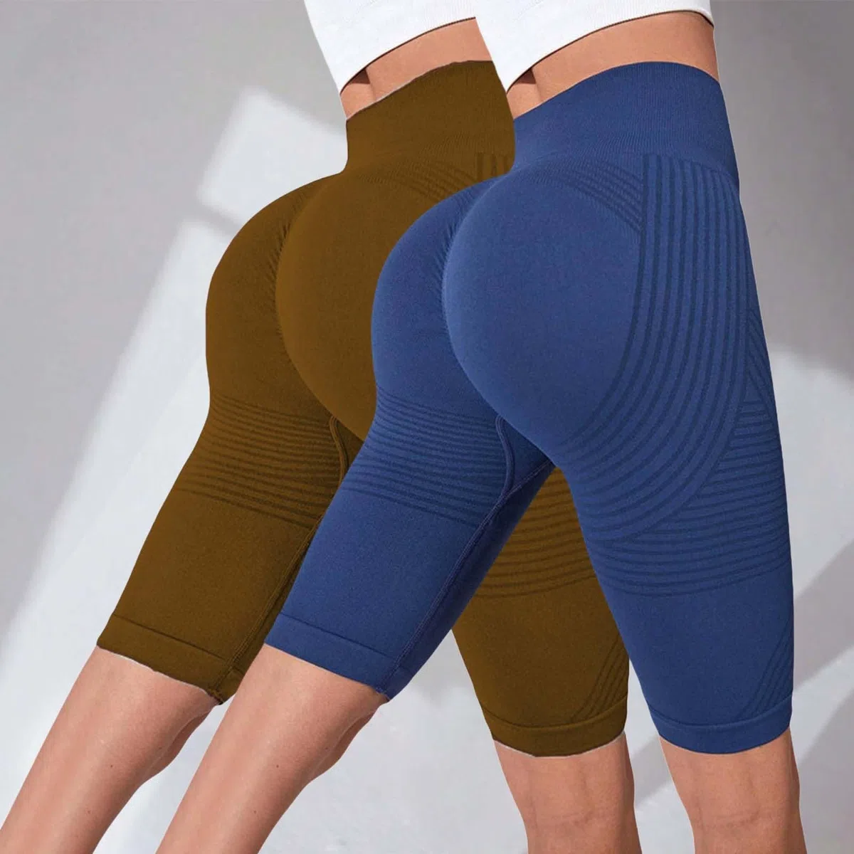 Generisch 2 Stück Cellulite Leggings Sport Shorts Damen Kurze Sporthose Push Up Kurze Leggings Butt Lifting Gym Short Lipödem 3D Leggins 3D-Kompressionsleggings, Lymphdrainage Yoga-Shorts