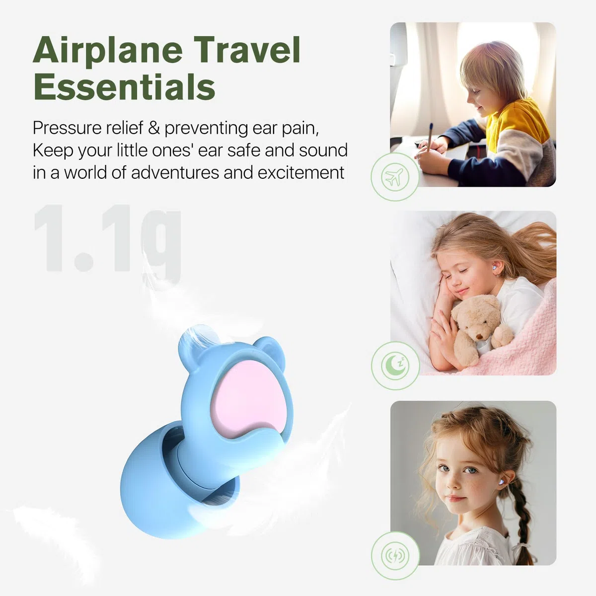 Ohrstöpsel für Kinder (5-12 J.) - Wiederverwendbare Geräuschreduzierende Ohrenstöpsel für zu Hause, Schule & Freizeit - Flugzeug, Reisen, Konzerte, Sport, Schlafen, Konzentration, XS/S/M/L, LBPK