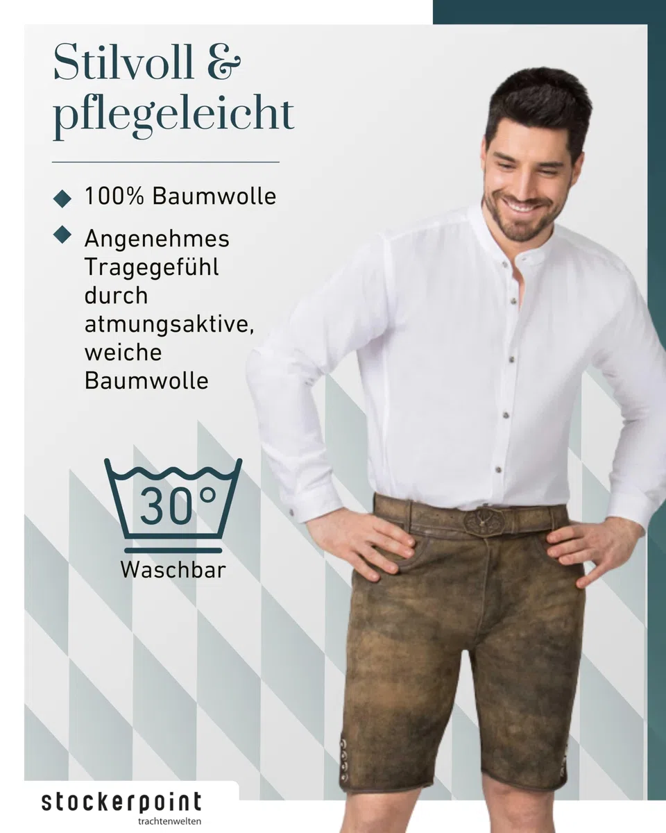 Stockerpoint Herren Trachtenhemd Friedrich I Größe S-3XL I Traditionelles & modernes Design I 100% Baumwolle I Atmungsaktiv & pflegeleicht I Perfekt für Trachten & Festlichkeiten