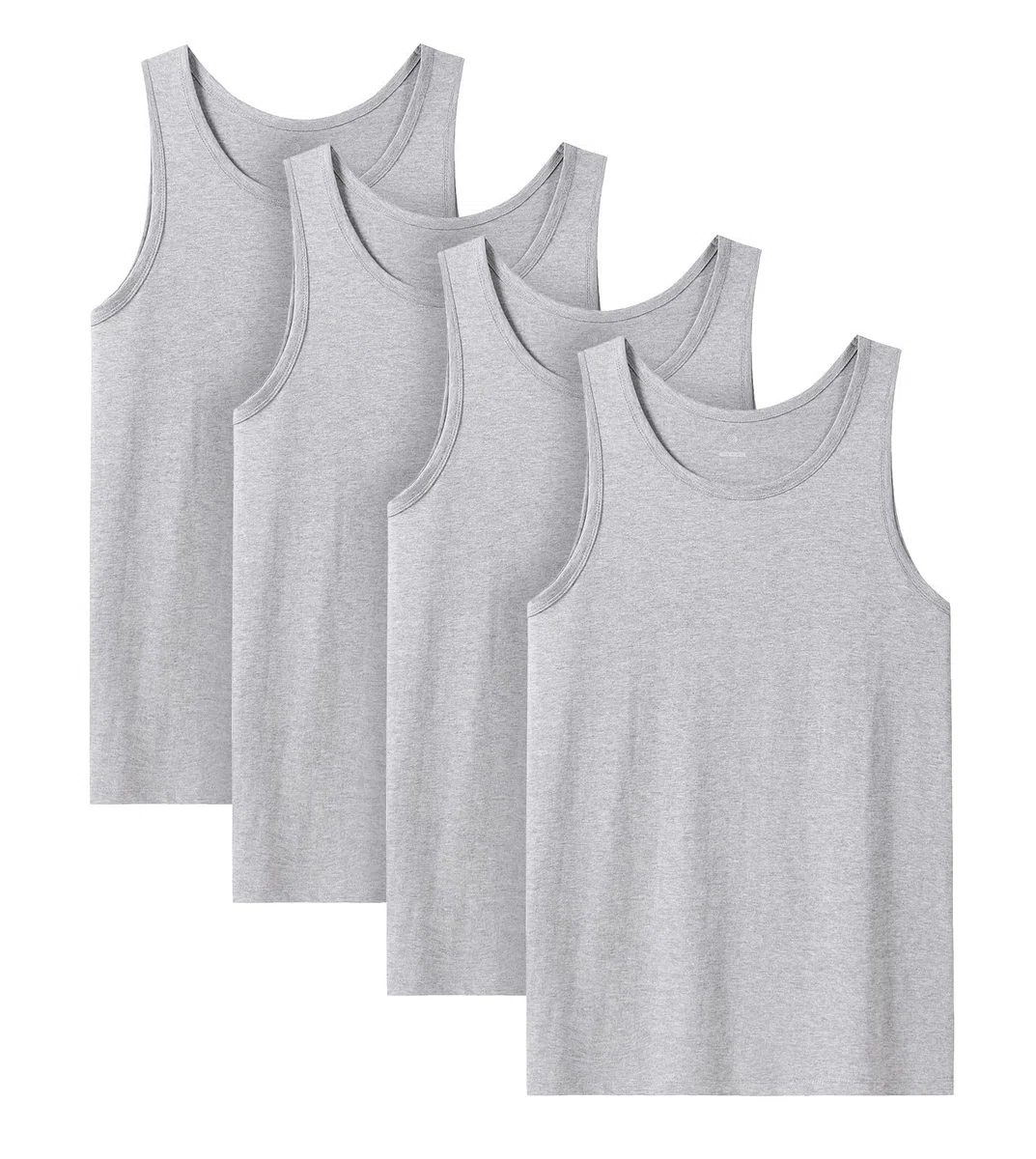 LAPASA Herren 4er Pack Unterhemd 100% Baumwolle Classic Tanktop Atmungsaktiv Rundhals Fitness Achselshirt Muskelshirt M36