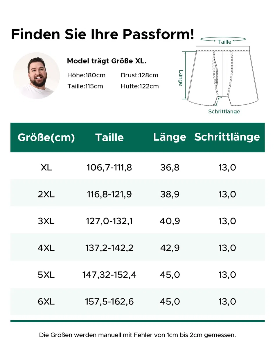 INNERSY Boxershorts Herren Große Größen Unterhosen Männer Baumwolle mit Eingriff Unterwäsche XL-6XL 4er Pack