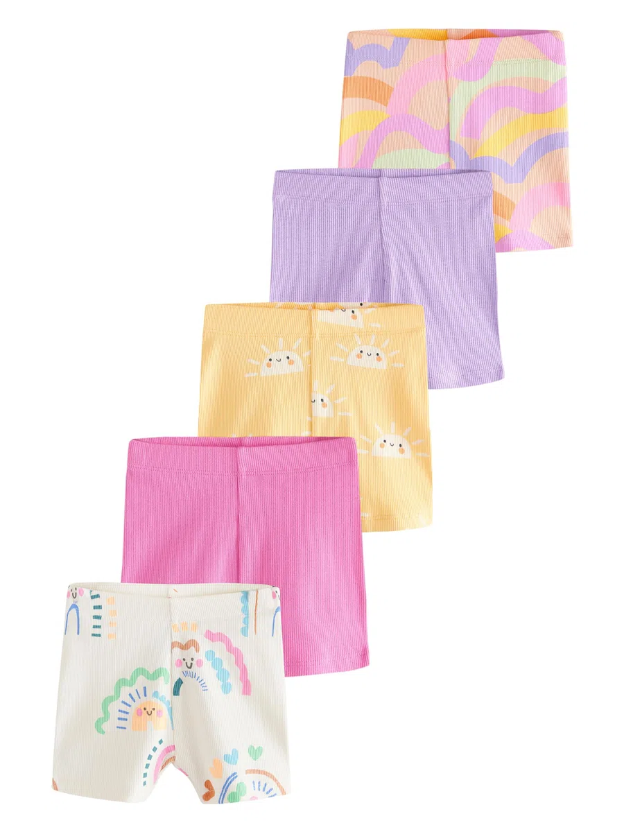 NEXT Mädchen Gerippte Radlershorts, 5er-Pack 62-122