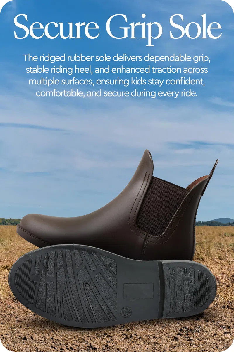 HORZE Kinder Reitstiefeletten Bonn, Mädchen Gummi Stallschuhe, wasserdicht, Braun, 34