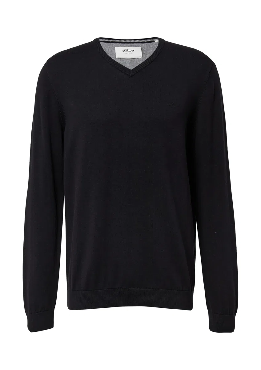 s.Oliver Herren Pullover V-Ausschnitt, Regular Fit, Langarm, 100% Baumwolle