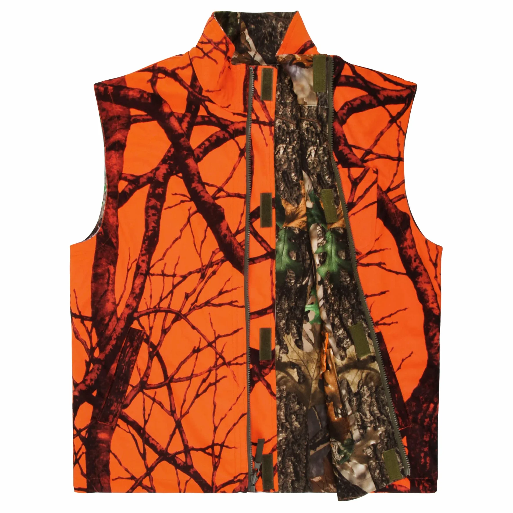 GUGULUZA Herren Jagd Weste Weich Protector Warnweste Angelweste Reversibel Orange + Camouflage