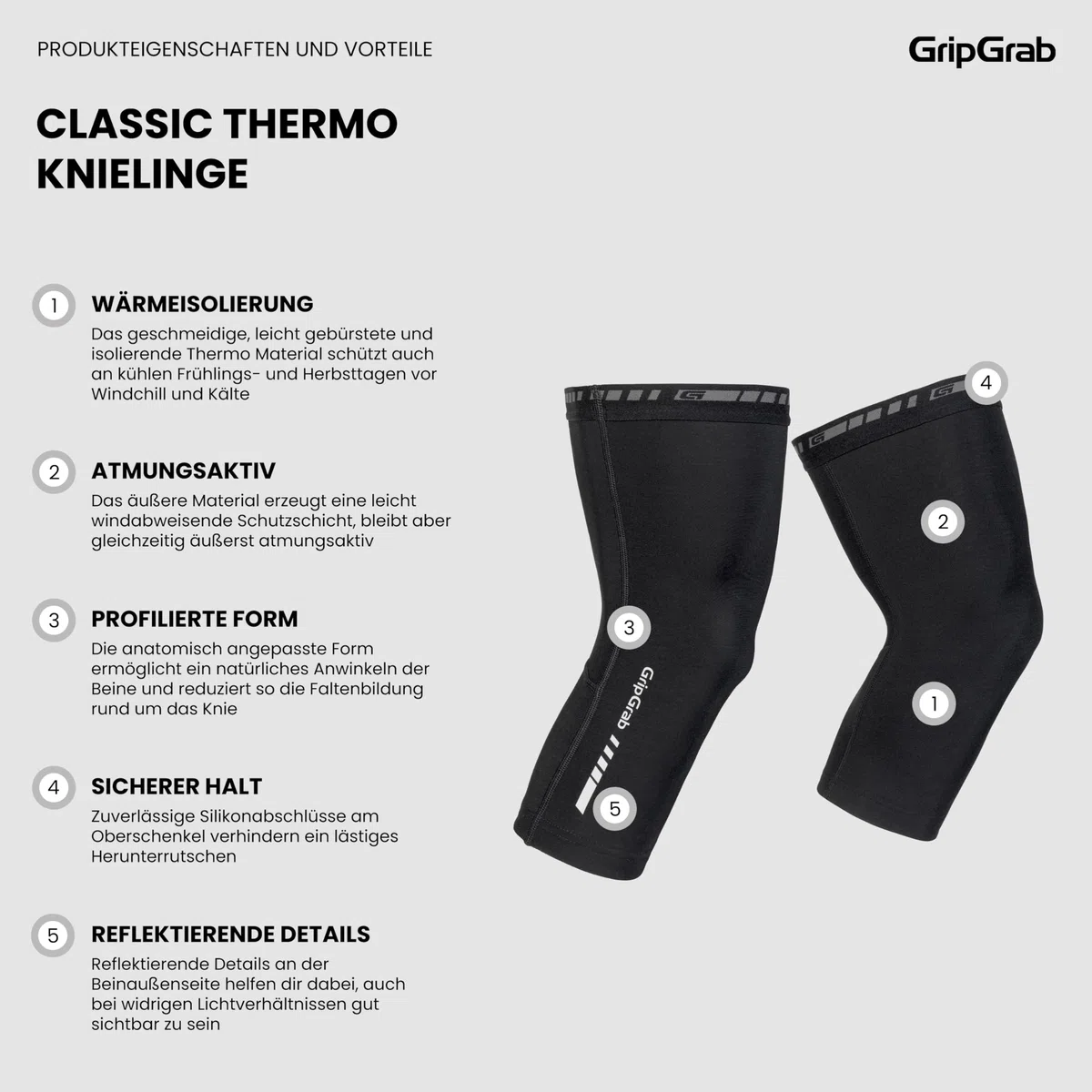 GripGrab Thermo Fahrrad Knielinge Radsport Herren Winter Kniewärmer Damen | Wärmende Kniestulpen mit rutschfesten Silikonabschlüssen oben und unten, für Damen und Herren, für Rennrad, MTB & Gravel