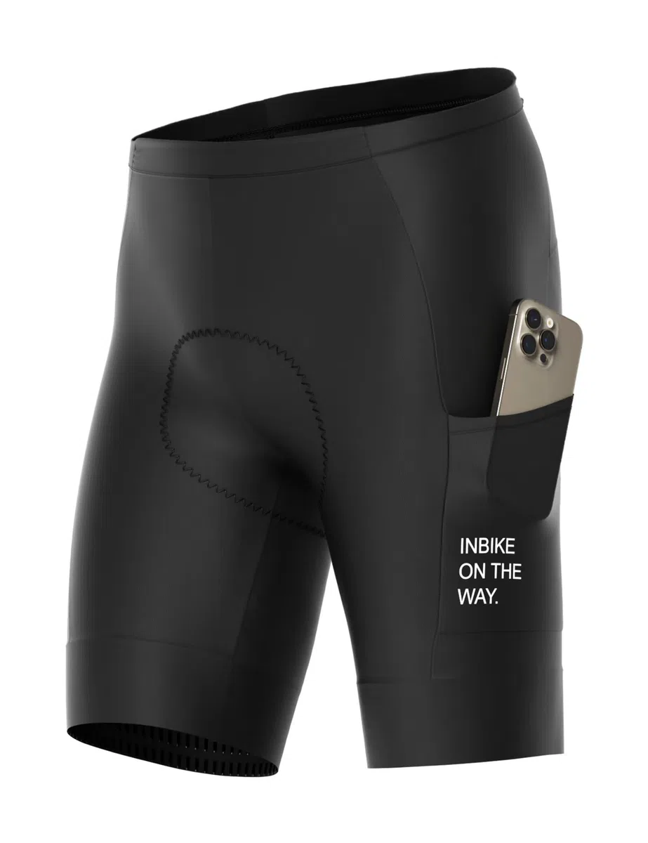 INBIKE Fahrradhose für Herren, 3D-gepolstert, atmungsaktiv, schnell trocknend, leicht, mit 2 Taschen