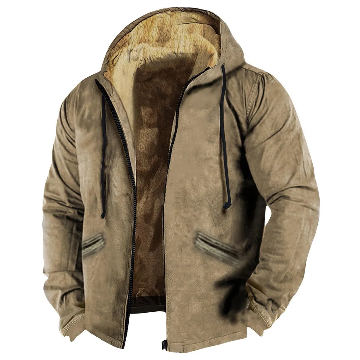 Herren Winterjacke Warm Gefüttert Dicke Steppjacke mit Kapuze Polar Große Größen Casual Style Reißverschluss Outdoor