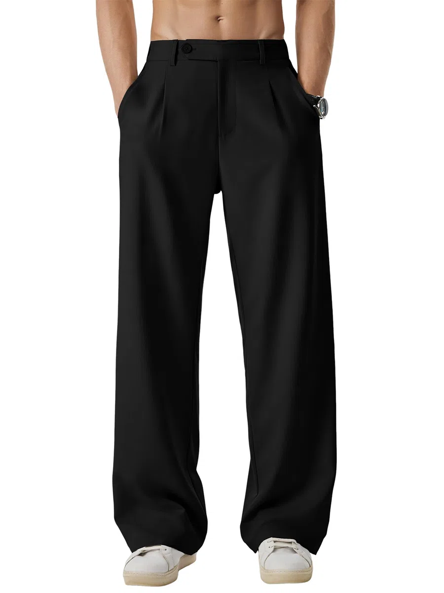 JMIERR Anzughose Herren Baggy Business Für Männer Lang Stretch Weite Stoffhose Lockere Freizeithose