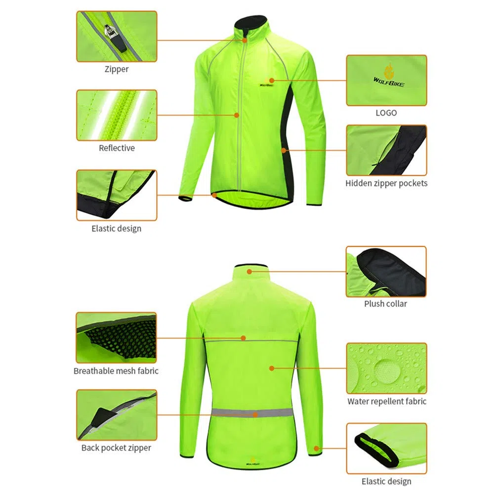 WOSAWE Herren Fahrradjacke Winddichte wasserdichte MTB Mountainbike Jacket Für Radfahren, Joggen & Wandern