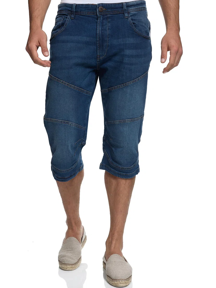 Indicode Herren Fortune 3/4 Jeans Shorts aus 98% Baumwolle | Bermuda Denim Freizeithose für Männer