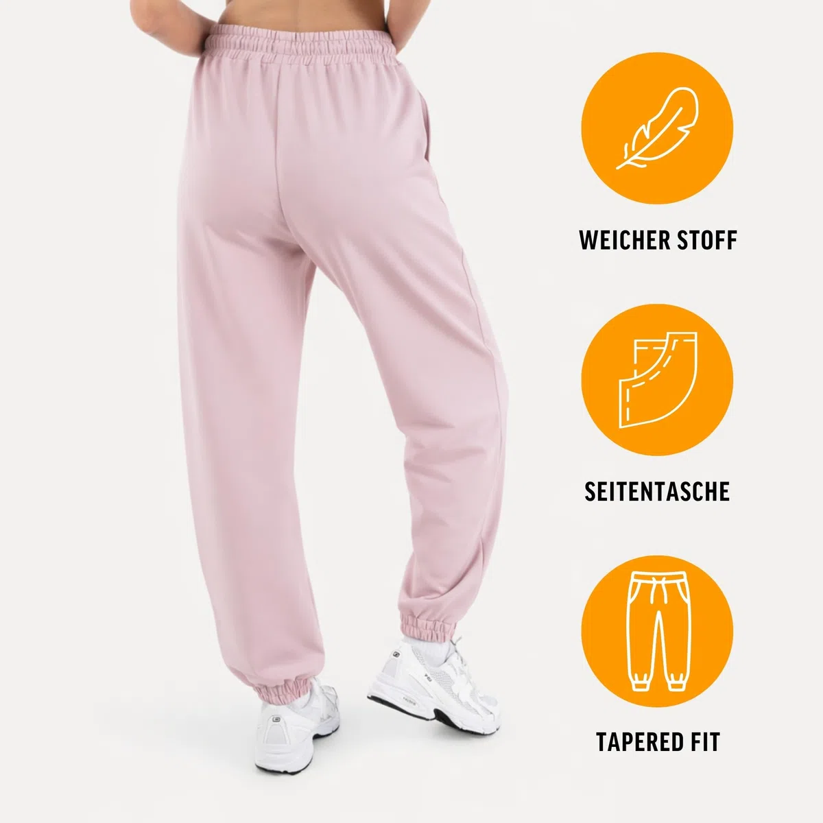 SMILODOX Jogginghose Damen Elura, Tapered Fit Trainingshose, Sweatpants mit elastischem Bund, Tunnelzug und Kordelzug, Elastische Beinabschlüsse Logo-Stitching Clean Fit, Gym & Homewear