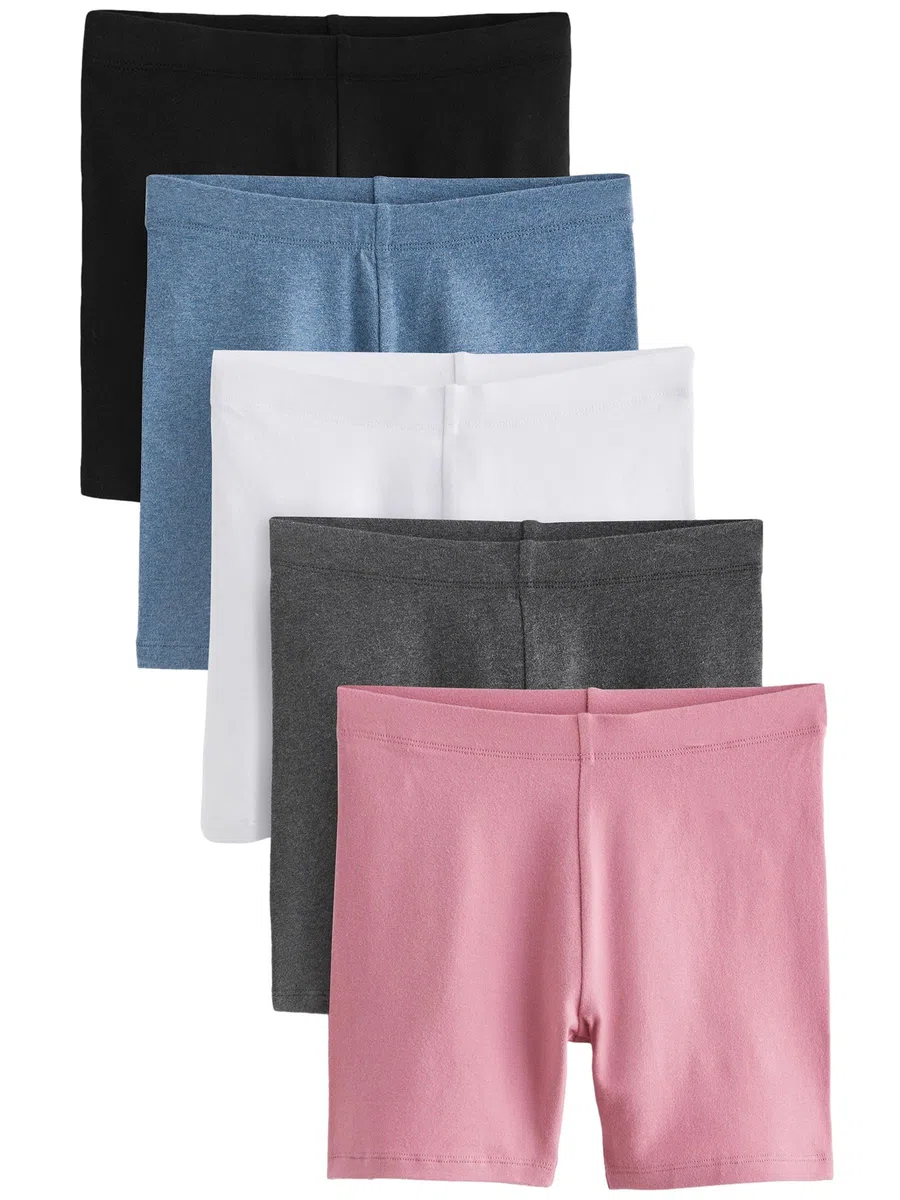 NEXT Mädchen Fahrrad-Shorts, 5er-Pack Black/Pink/Blue/White/Grey 166