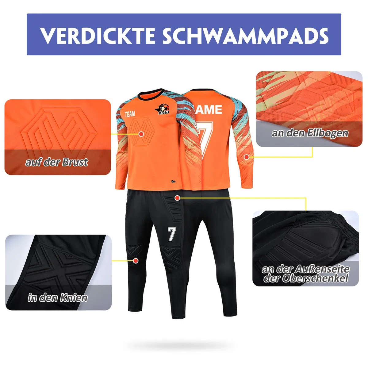 LAIFU Benutzerdefiniert Torwart Trikots für Erwachsene/Kinder Torwarttrikot Set mit Name Team Logo