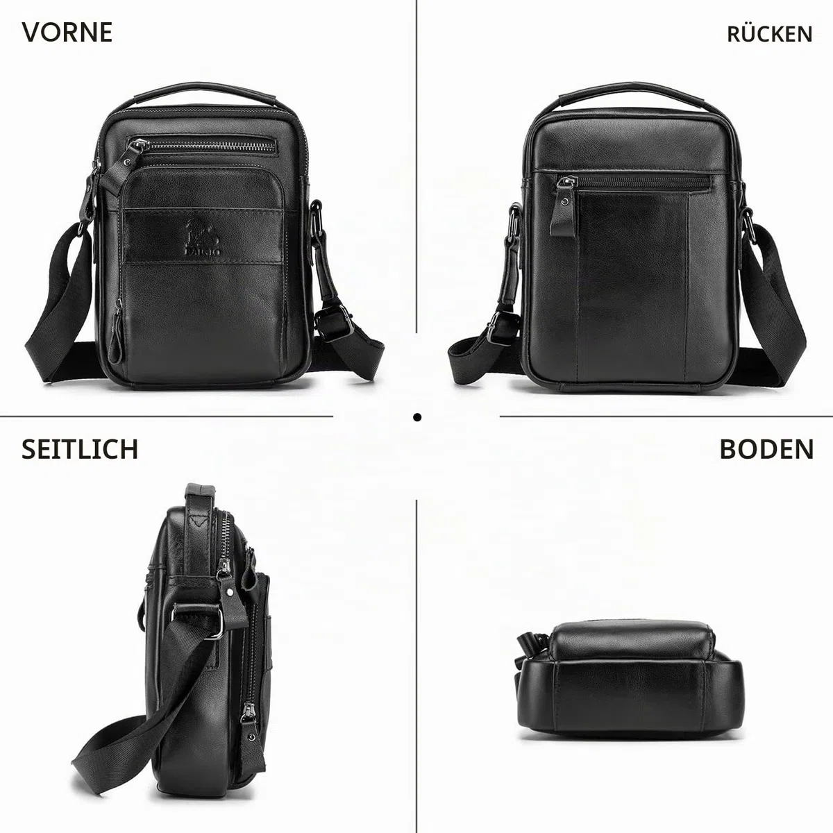 BAIGIO Leder Umhängetasche Herren Schultertasche Vintage Männer Tasche Crossbody Bag Herrentasche zum Umhängen Ledertasche mit Verstellbarem Gurt für Business Arbeit Reise