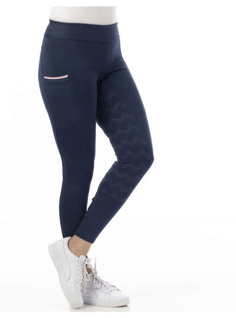 Riding World - Reitleggings für Mädchen Agadir | Leggings zum Reiten | Reithose mit Silikon-Vollbesatz & breitem Bund | Reiterhose mit 2 Handytaschen | Reitbekleidung in Marineblau | Größe 152
