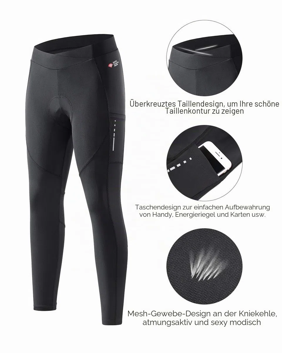 Santic Fahrradhose Damen Lang Gepolstert 7/8 Radlerhose Radsport Leggings Tights Lange Hosen Sitzpolster Elastische Schnell Trocknend Atmungsaktive