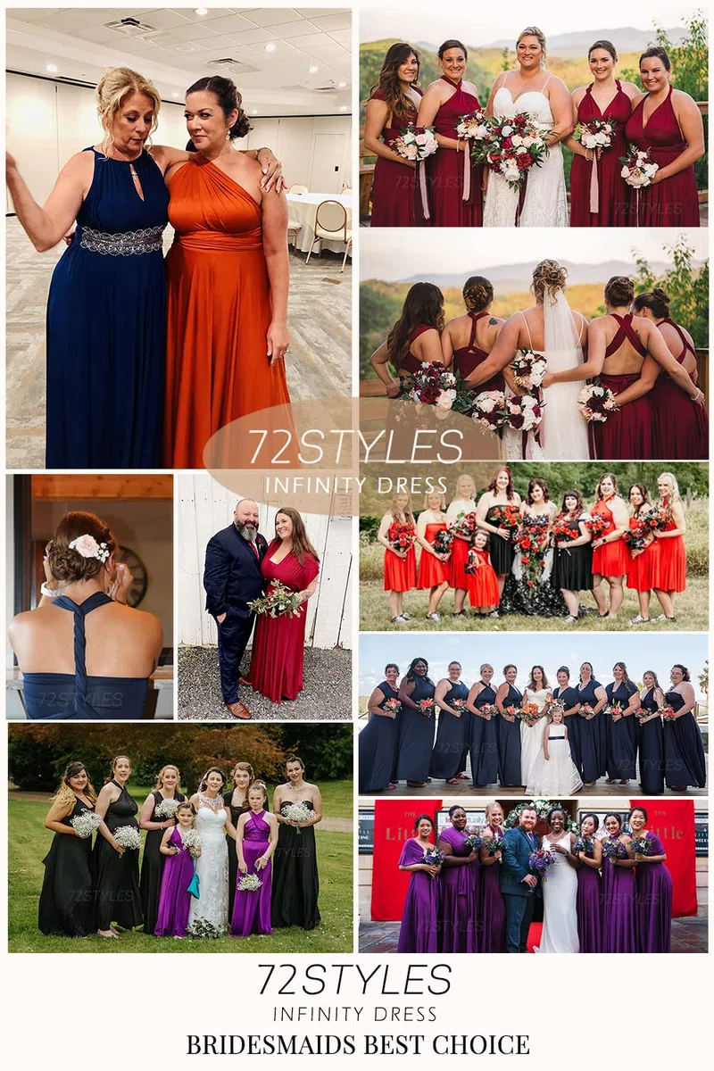 72styles Infinity Kleid mit Bandeau Brautjungfernkleid Multi-Way Kleid Lang Übergröße Convertible Twist Wickelkleid