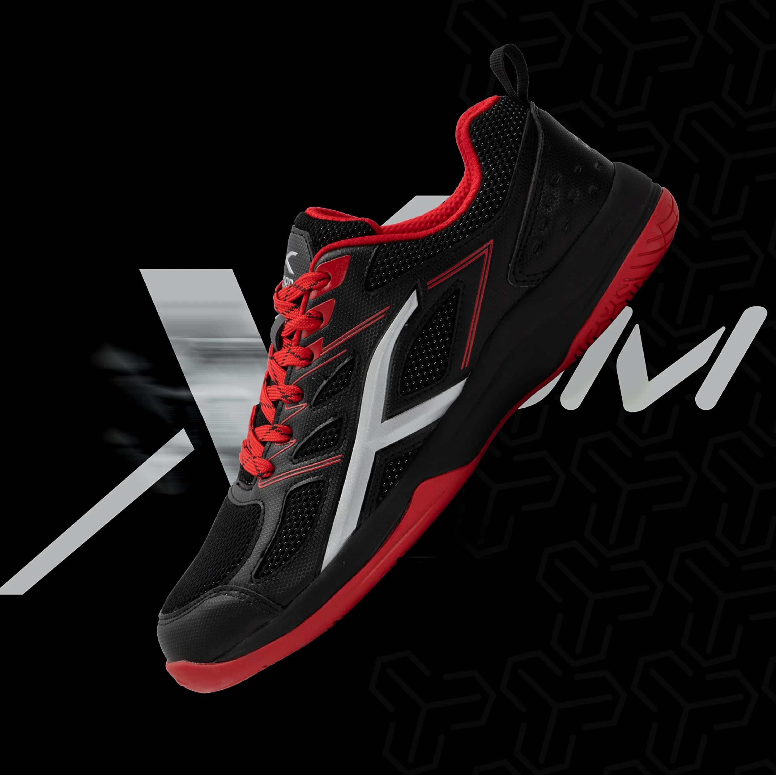 HUNDRED Xoom Non-Marking Professional Badminton Shoes for Men, Material Upper: Polyester, Sole: Rubber, Suitable for Indoor Badminton/Tennis/Squash/Table Tennis/Basketball & Padel