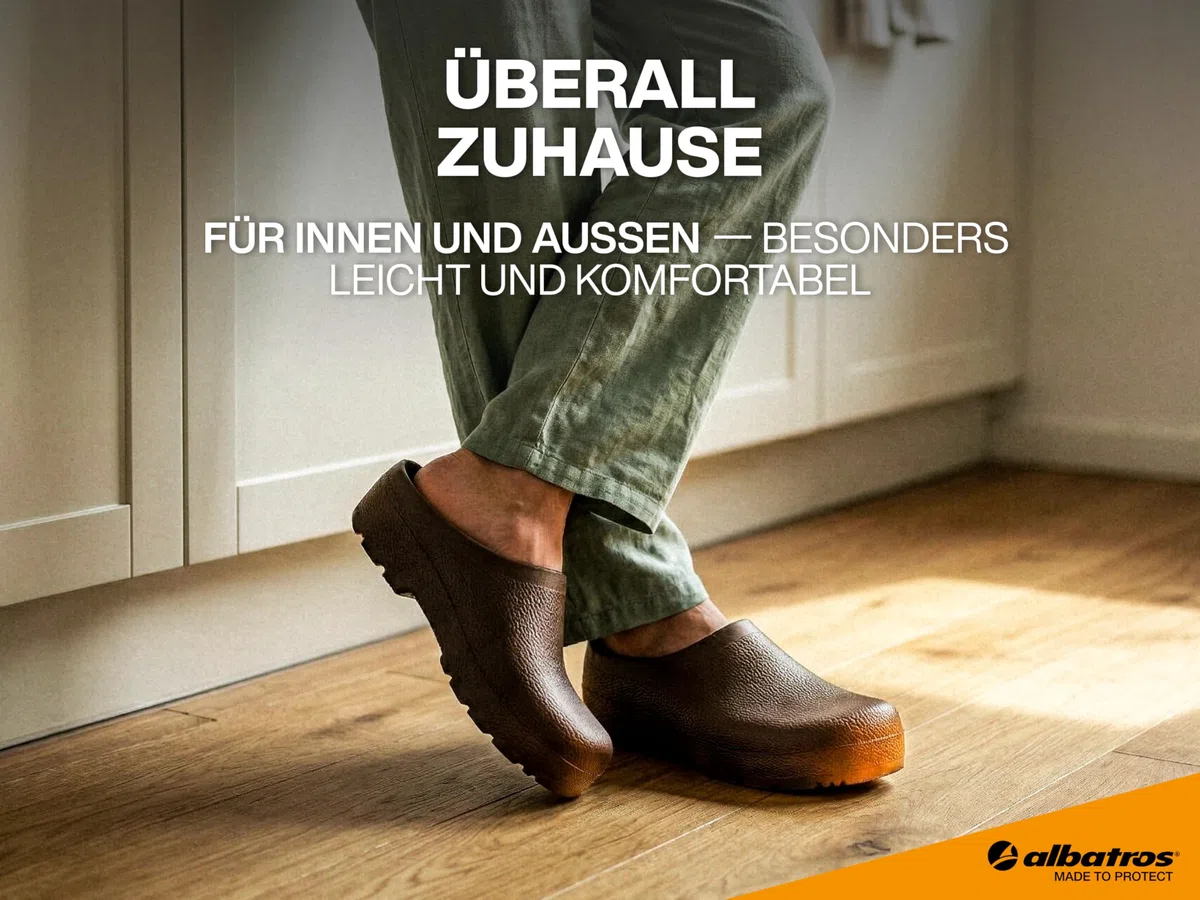 ALBATROS PURCEL Profi Gartenclogs – wasserdichte Damen & Herren Clogs & Pantoletten für Garten, Arbeit & Zuhause – rutschfeste Gartenschuhe mit anatomischem Kork-Fußbett