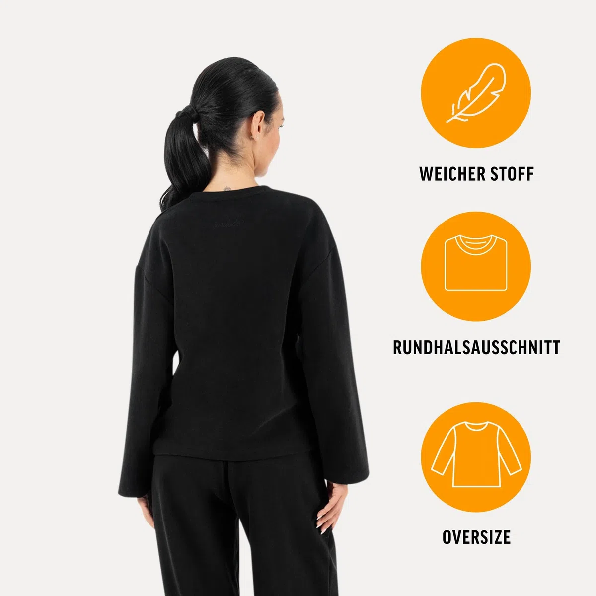 SMILODOX Longsleeve Damen Sirel Oversize Fit, Langarmshirt, Sport Oberteil mit minimalistischem Design, Rundhalsausschnitt, Dezentes Logo-Stitching, Lässige Silhouette, für Gym & Freizeit