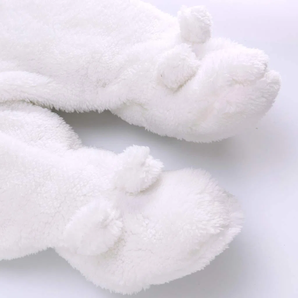 Baby Winter Schneeanzug Baby Strampler, Junge und Mädchen Einteiliger Anzug mit Kapuze, Kleinkind Oberbekleidung Schneeanzug Set Dick und Warm,Weiß 6-9 Monate