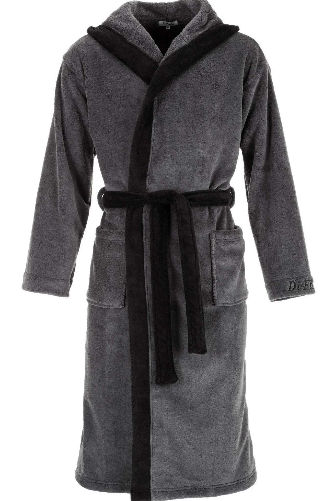 Di Ficchiano Herren Bademantel Monza mit Kapuze I Morgenmantel flauschig I Nachtwäsche aus edler Mikrofaser I Kimono mit Farb- & Größenauswahl S - 5XL I Bath-Robe Öko-Tex Standard 100