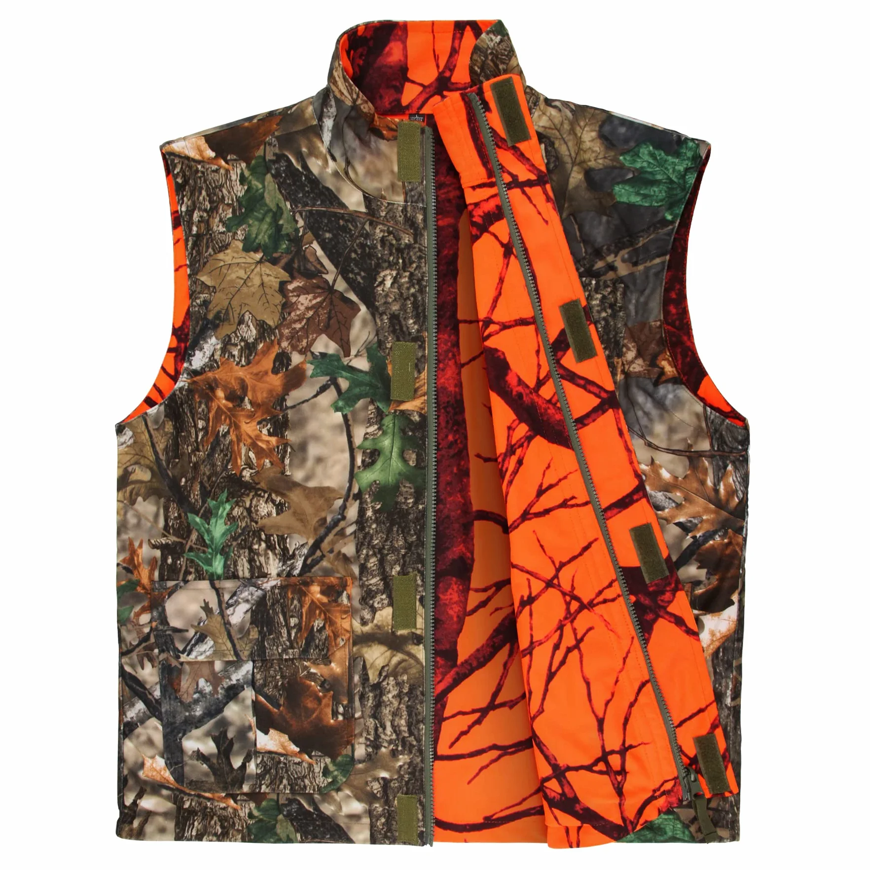 GUGULUZA Herren Jagd Weste Weich Protector Warnweste Angelweste Reversibel Orange + Camouflage