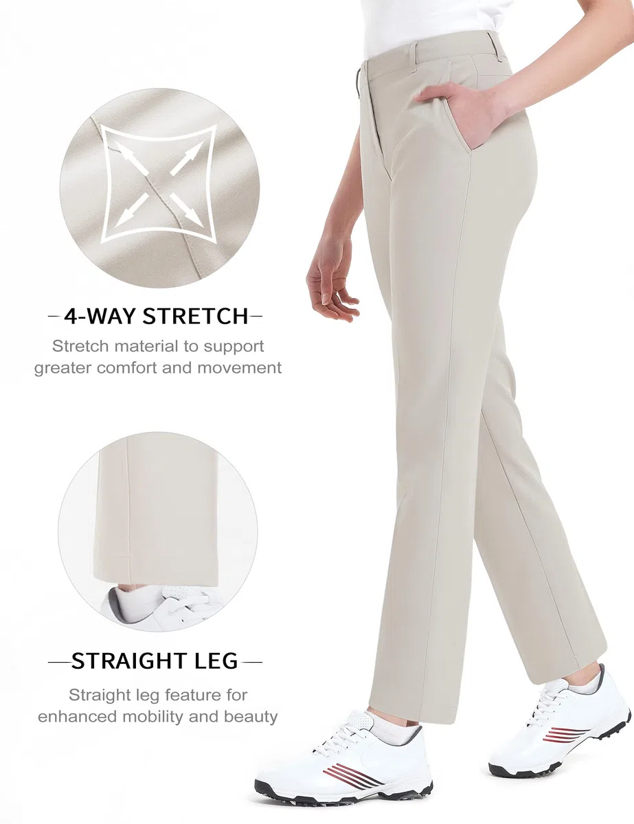 Damen-Golfhose, Stretch, gerade, leicht, atmungsaktiv, Twill - Beige - 46