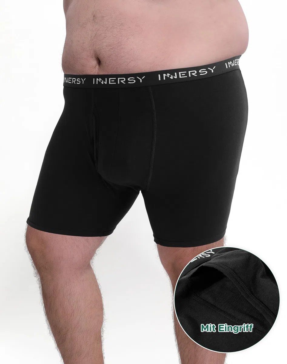 INNERSY Boxershorts Herren Große Größen Unterhosen Männer Baumwolle mit Eingriff Unterwäsche XL-6XL 4er Pack