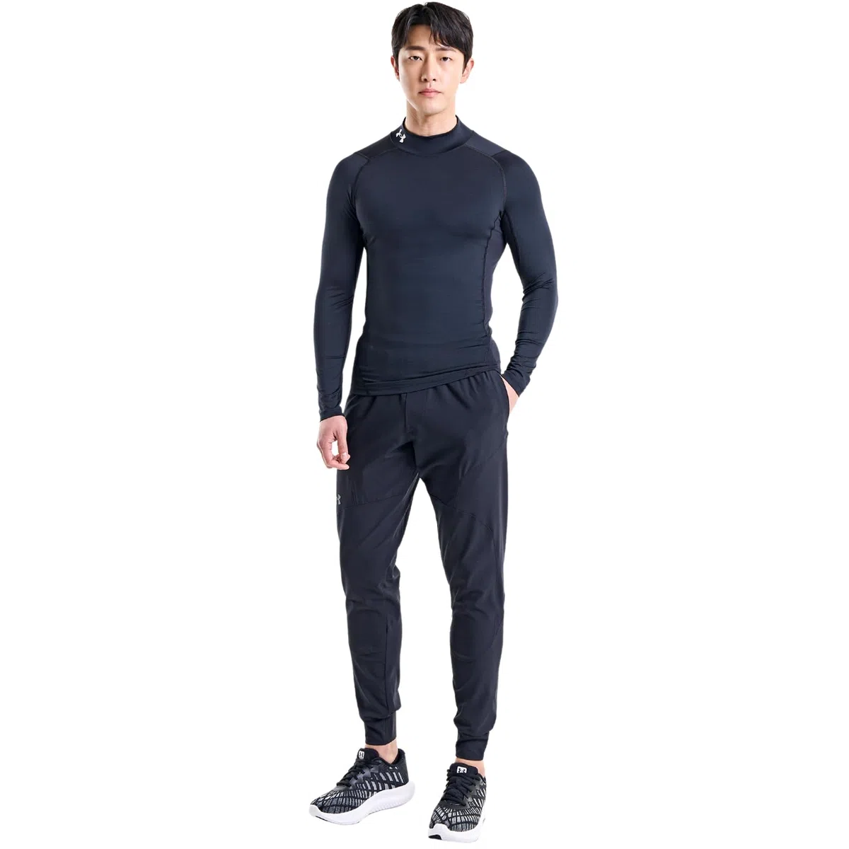 Under Armour Baselayer HG Comp Mock Longlseeve T-Shirt Weiß Herren
