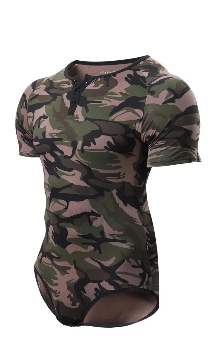 CutiePlusU Männer Kurzarm Onesie Baumwolle Knopf Schritt Bodysuits Erwachsene Snaps Schritt Schlafanzüge