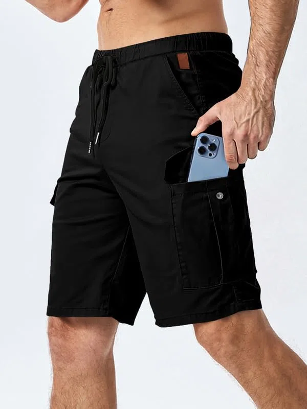 Elegancity Kurze Hosen Herren Cargo Shorts Sommer Freizeithose Kurze Elastische Taille Chino Shorts Mit 6 Taschen S-XXL