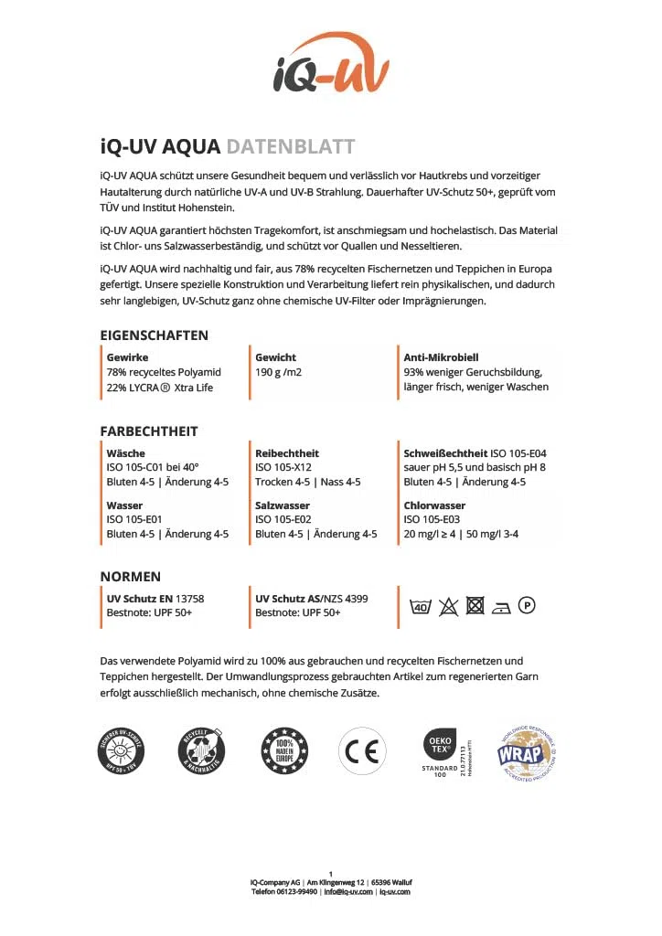 iQ-UV Aqua Shirt Kinder Kurzarm Sonnenschutz UPF 50+ iQ-Company