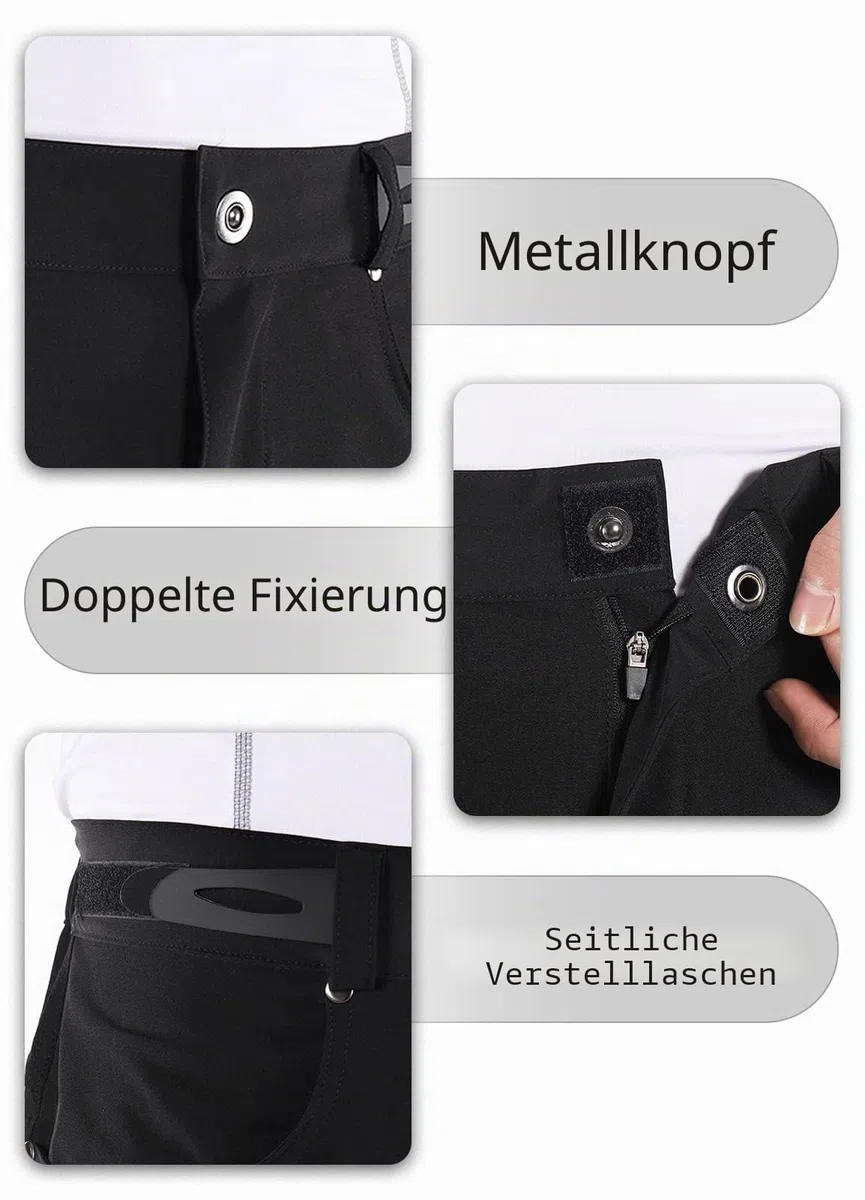 BERGRISAR MTB Hose Herren Kurz Fahrradhose Radlerhose Loose-fit mit 6 Tachen, Atmungsaktiv & Wasserabweisend