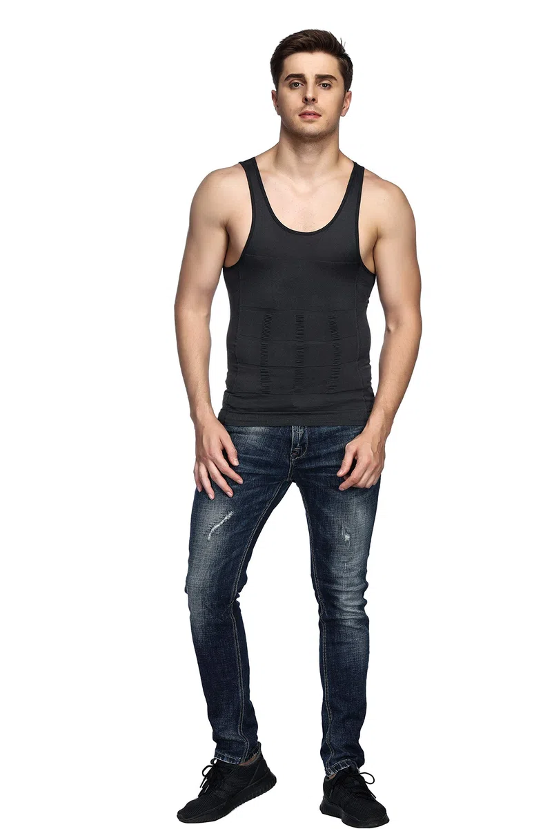 Odoland Unterhemd Herren 3er Pack Kompressionsshirt Herren Shapewear Compression Shirt Figurformendes Tank Top Body Shaper Bauch Weg Männer