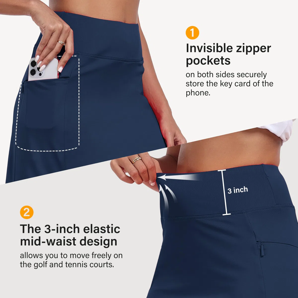 MoFiz Golfrock Damen Sportrock mit Shorts Tenniskleid Skort Knielang für Sommer