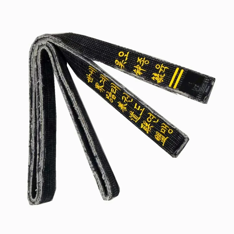 Schwarzer Gürtel für Kampfsport, Taekwondo, Karate, Moodukkwan, personalisierbar, schwarzer Gürtel, Name, Vintage, Waschgürtel