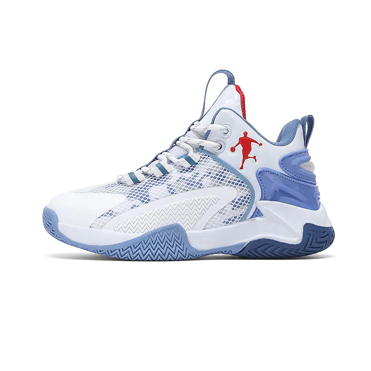 Basketballschuhe für Jungen Mädchen High Top Sneaker Outdoor Leicht Sportschuhe Kinder Basketballschuhe 30-52EU 527 Weiß Blau EU 38