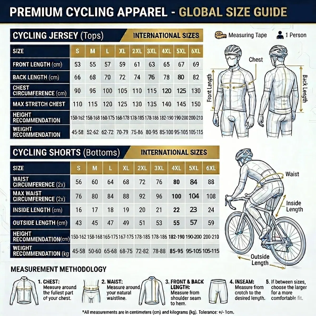 Freizeit Radbekleidung Set für Männer & Frauen, Auffälliges Fahrradtrikot und Radhose mit Trägern, Schnelltrocknend