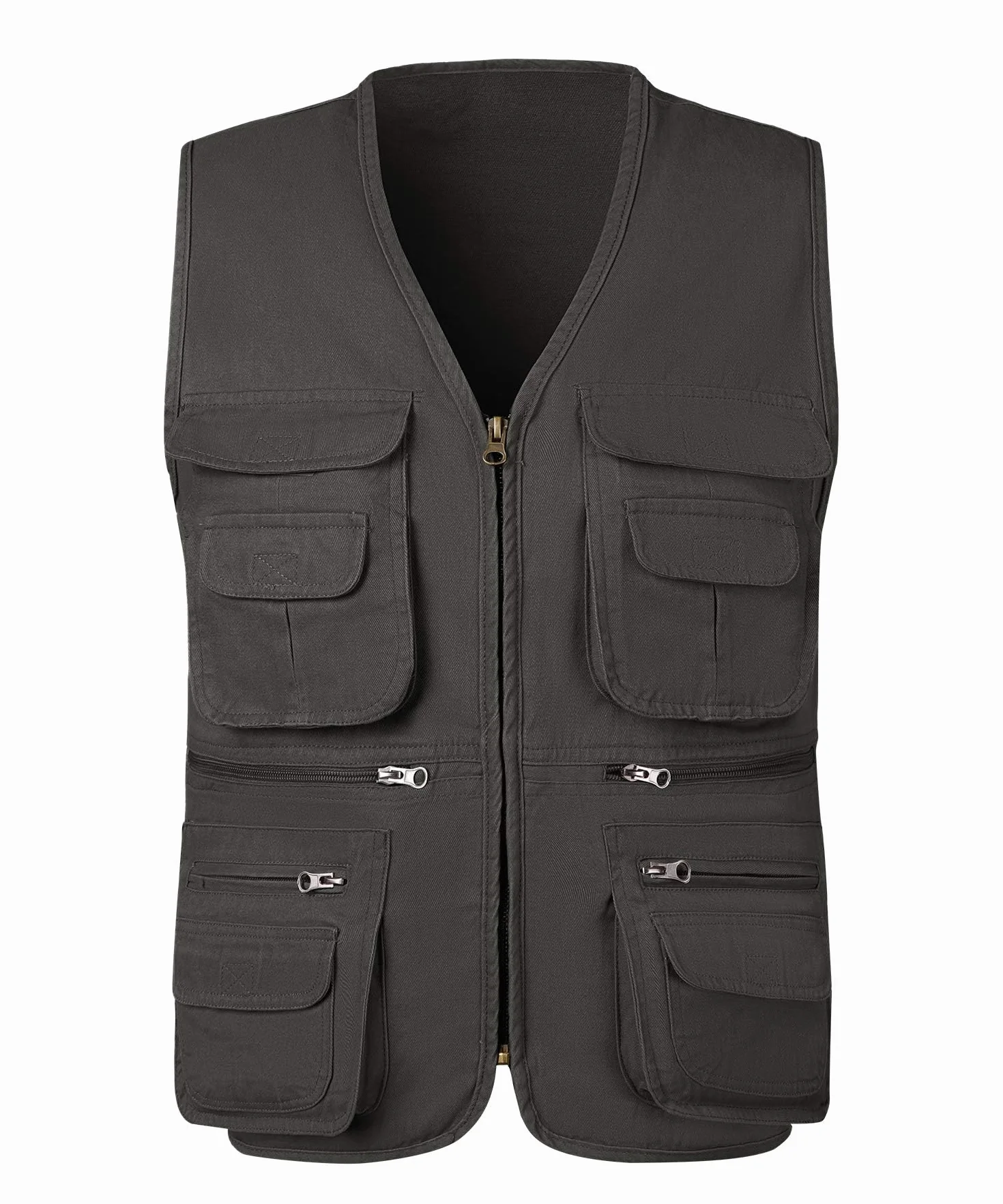 Herren Outdoor Weste Baumwolle Anglerweste Freizeit Jagd Trekking Wander Angler Camping Safari Weste Ärmellos Jacke mit vielen praktischen Taschen