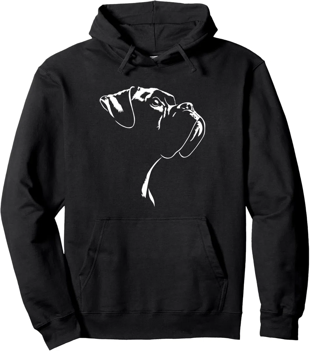 Boxer Portrait Silhouette Hund Deutscher Boxer Hunde Pullover Hoodie