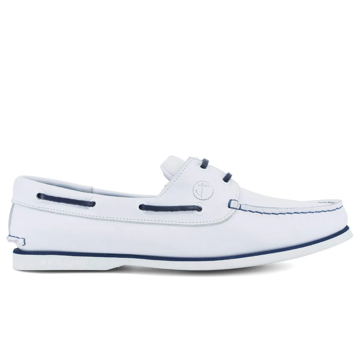 Seajure Damen Bootsschuhe Sauvage Weiß und Marineblau Leder