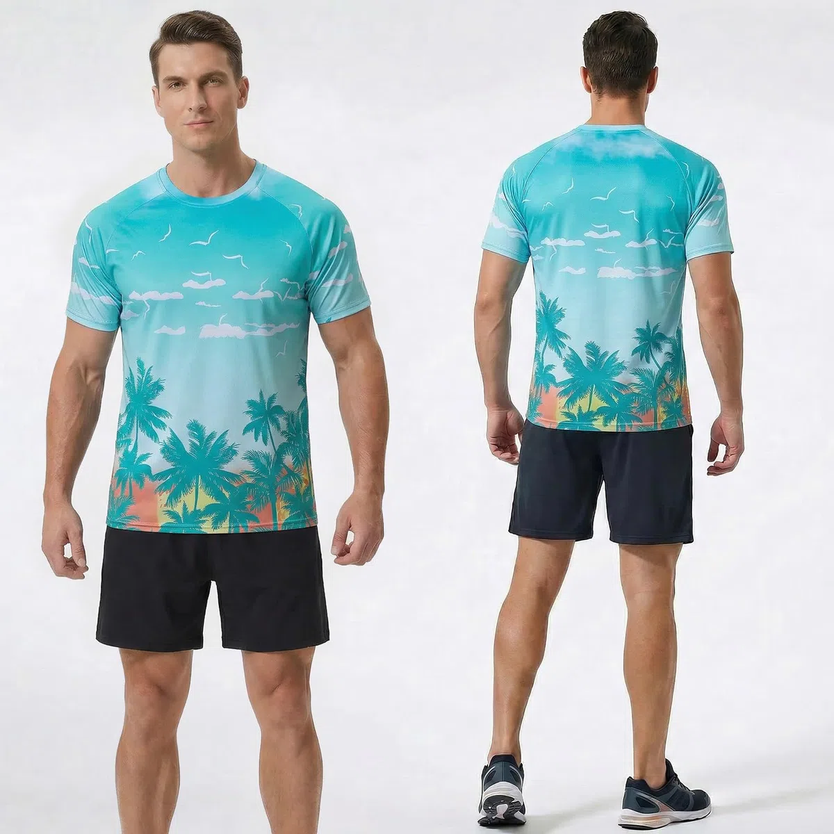 Cimic 1/3er-Pack Rashguard-UV-Shirt für Herren,Wassersurf-Shirt,UPF 50+,UV-Schutz-Schwimm-T-Shirt,schnell trocknend, atmungsaktiv,Sonnenschutz für Outdoor-Surfen,Laufshirt
