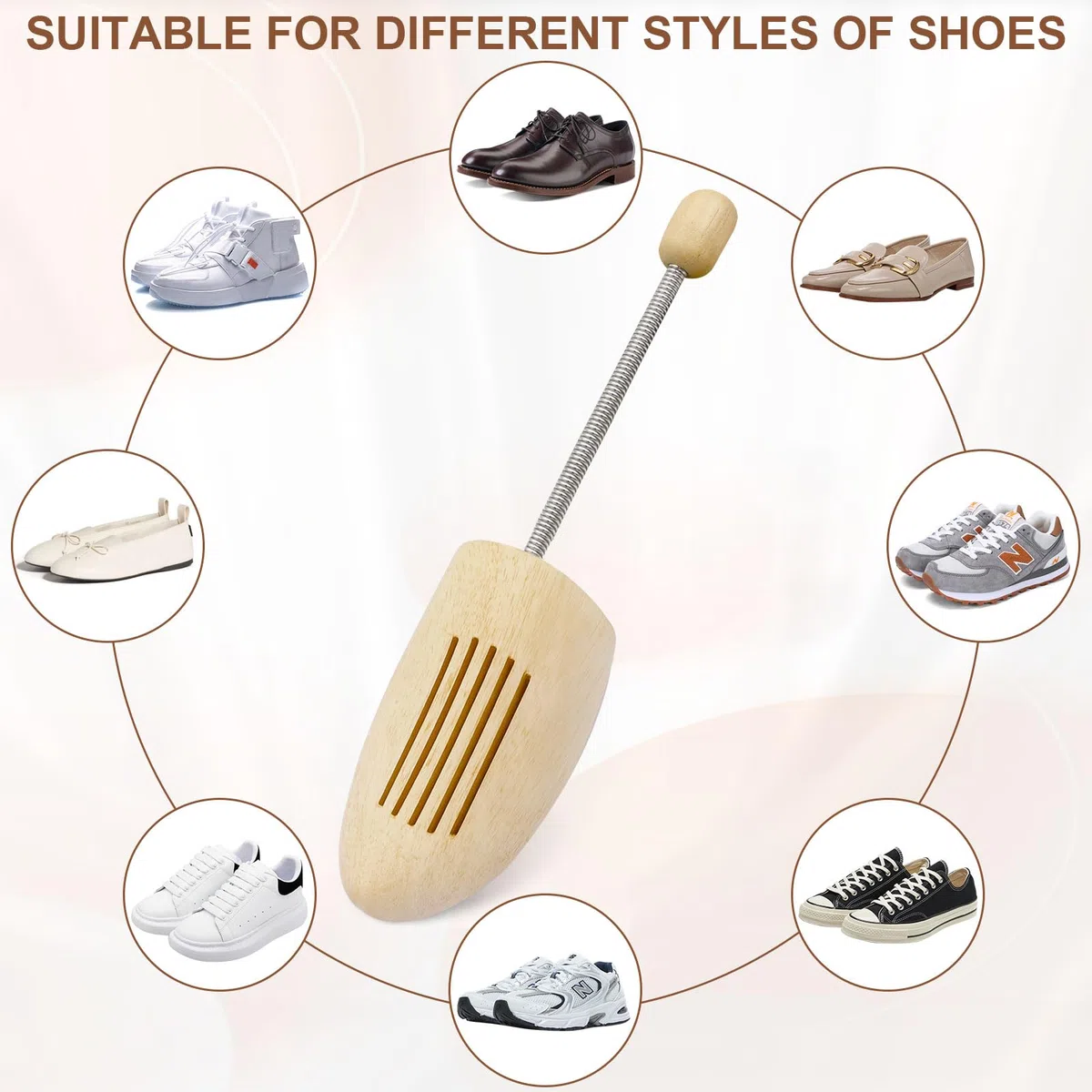 Schuhspanner Holz 2 Stück Shoe Tree Mit Stahlfeder Herren Damen, Stiefelspanner aus Echt-Holz mit Metall-Spiralfeder für Alle Schuhgrößen 42-46 für Stiefel oder Sneaker.