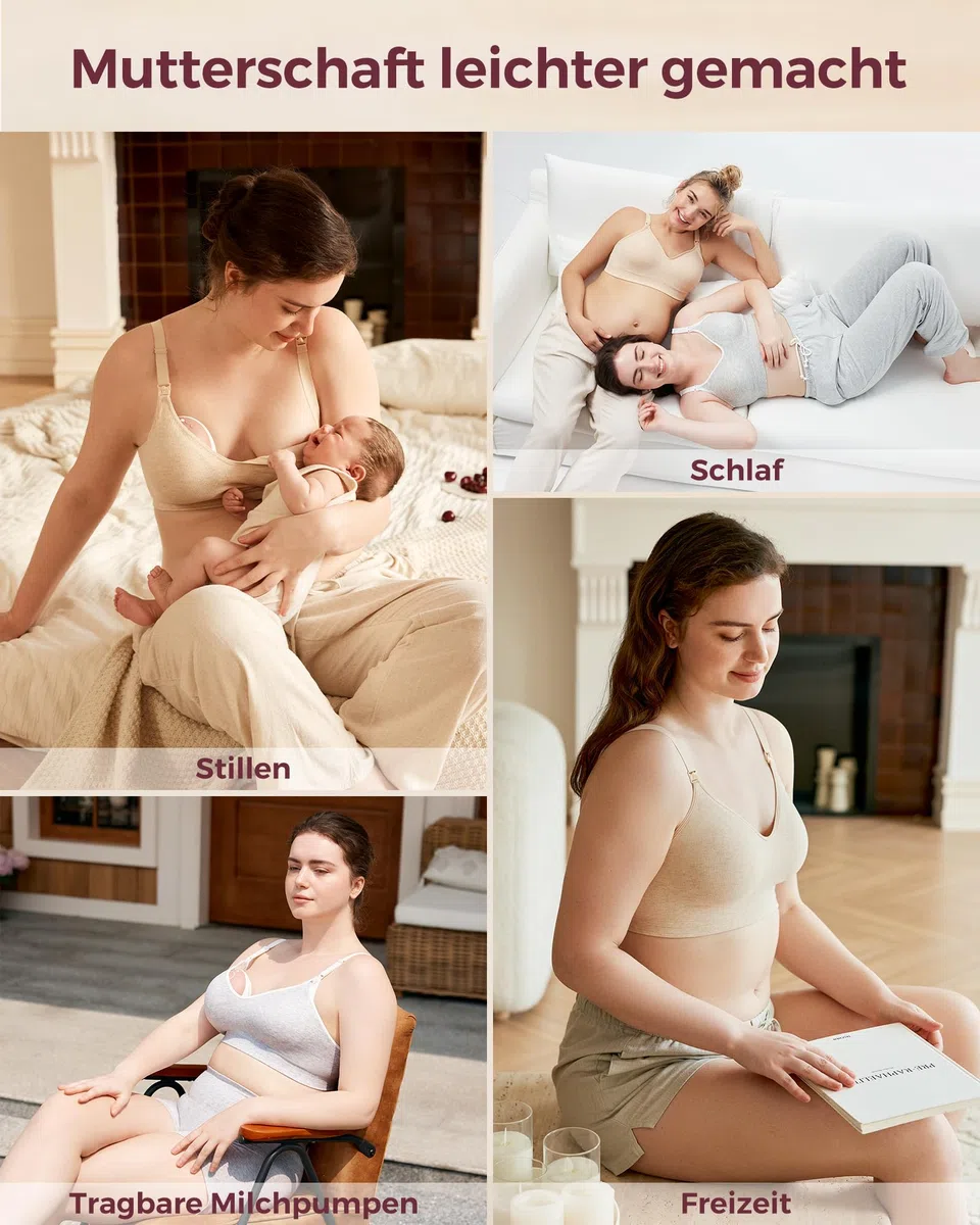 Momcozy Still-BHS zum Stillen, weicher, Nahtloser Schwangerschafts-BH aus US-Baumwolle, Feste Polsterung, ohne Bügel, für die Schwangerschaft